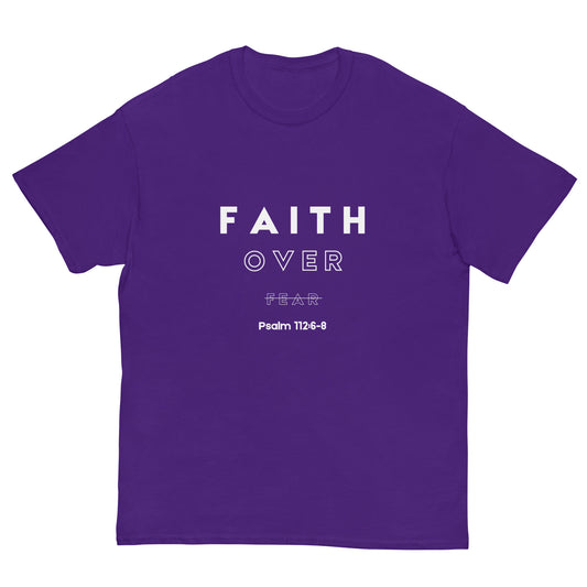 Purple & White - Men's Classic "Faith Over Fear" tee