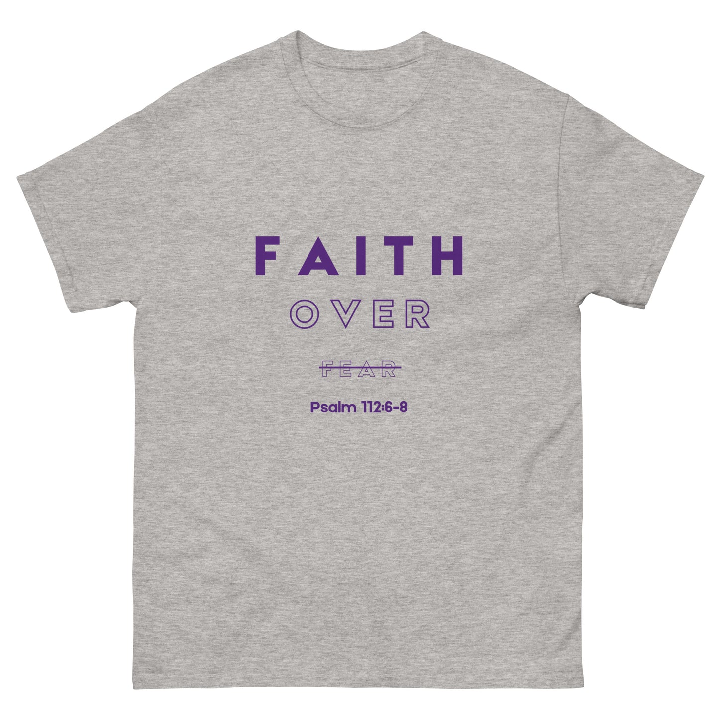 Grey & Purple - Men's Classic "Faith Over Fear" tee