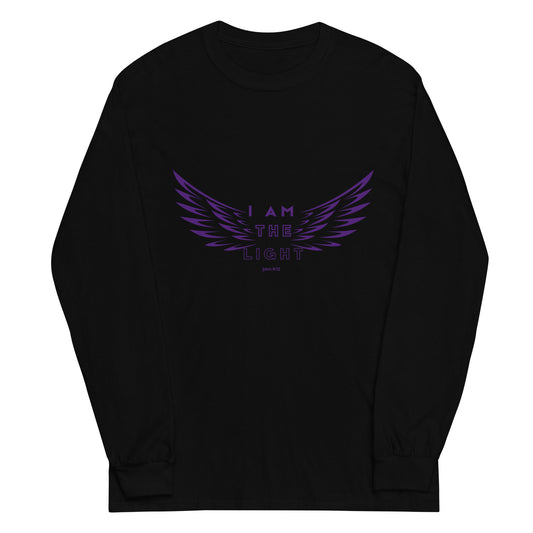 Black & Purple - Men’s Long Sleeve "I Am The Light" Shirt