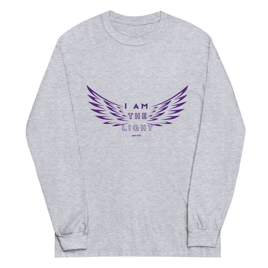 Grey & Purple - Men’s Long Sleeve "I Am The Light" Shirt
