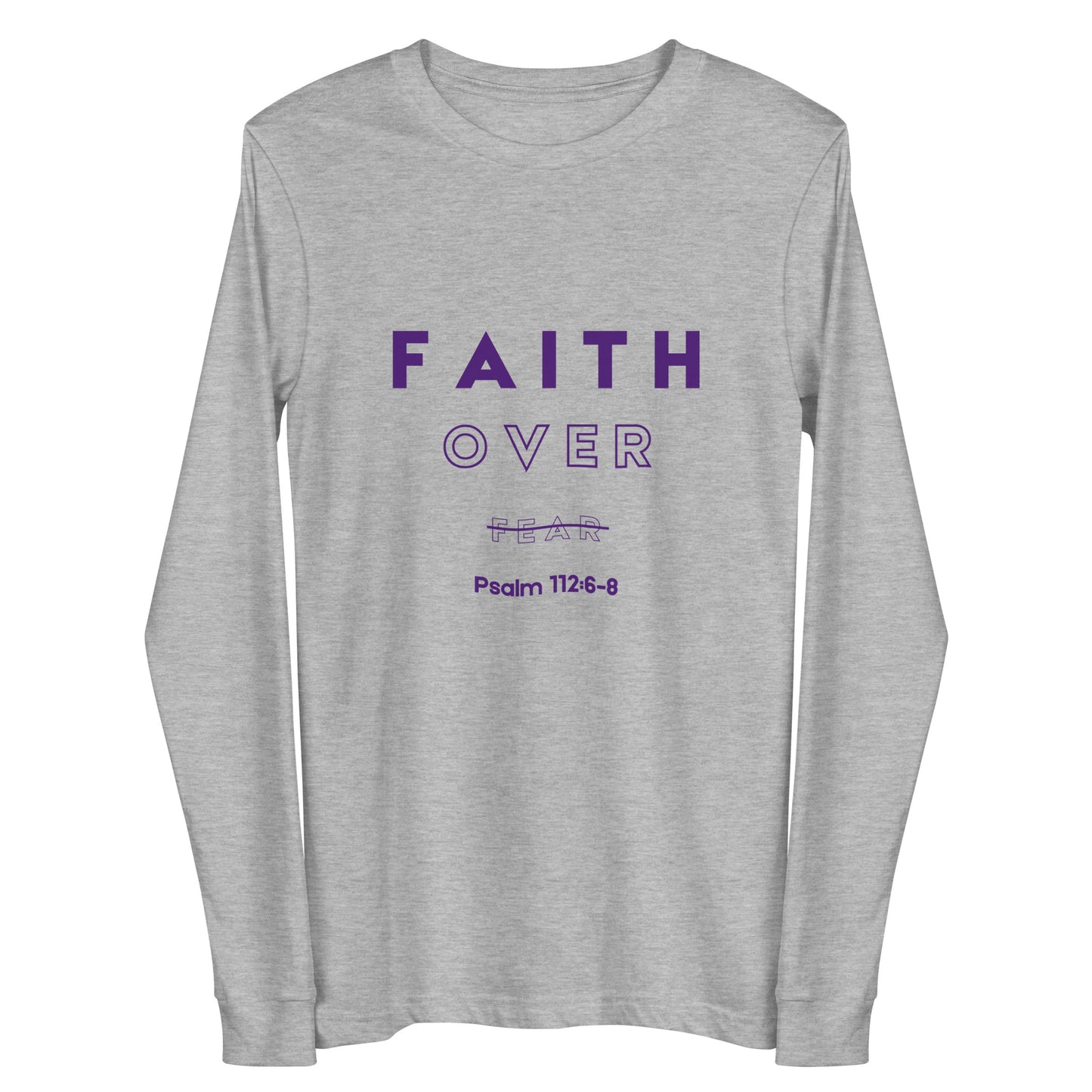 Grey & Purple - Unisex Long Sleeve "Faith Over Fear" Tee