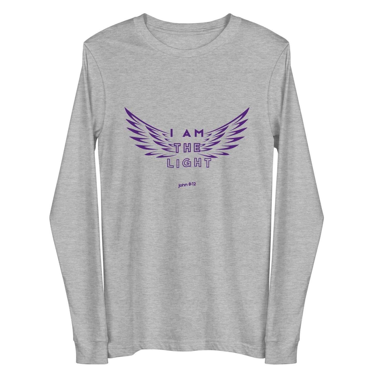 Grey & Purple Unisex Long Sleeve "I Am The Light" Shirt