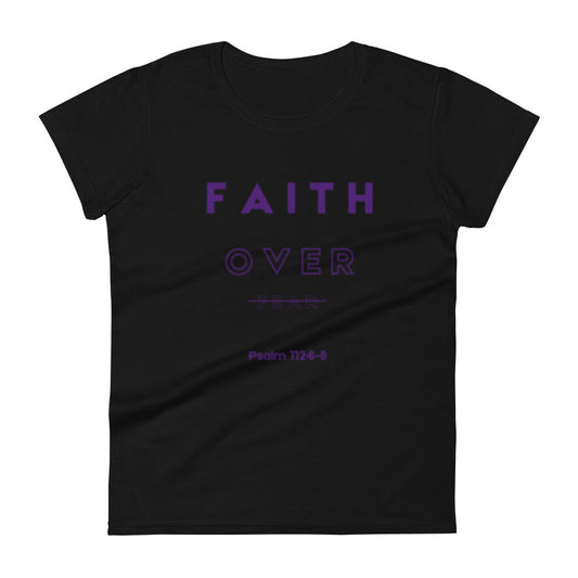 Black & Purple - Women's Short Sleeve "Faith Over Fear" tee